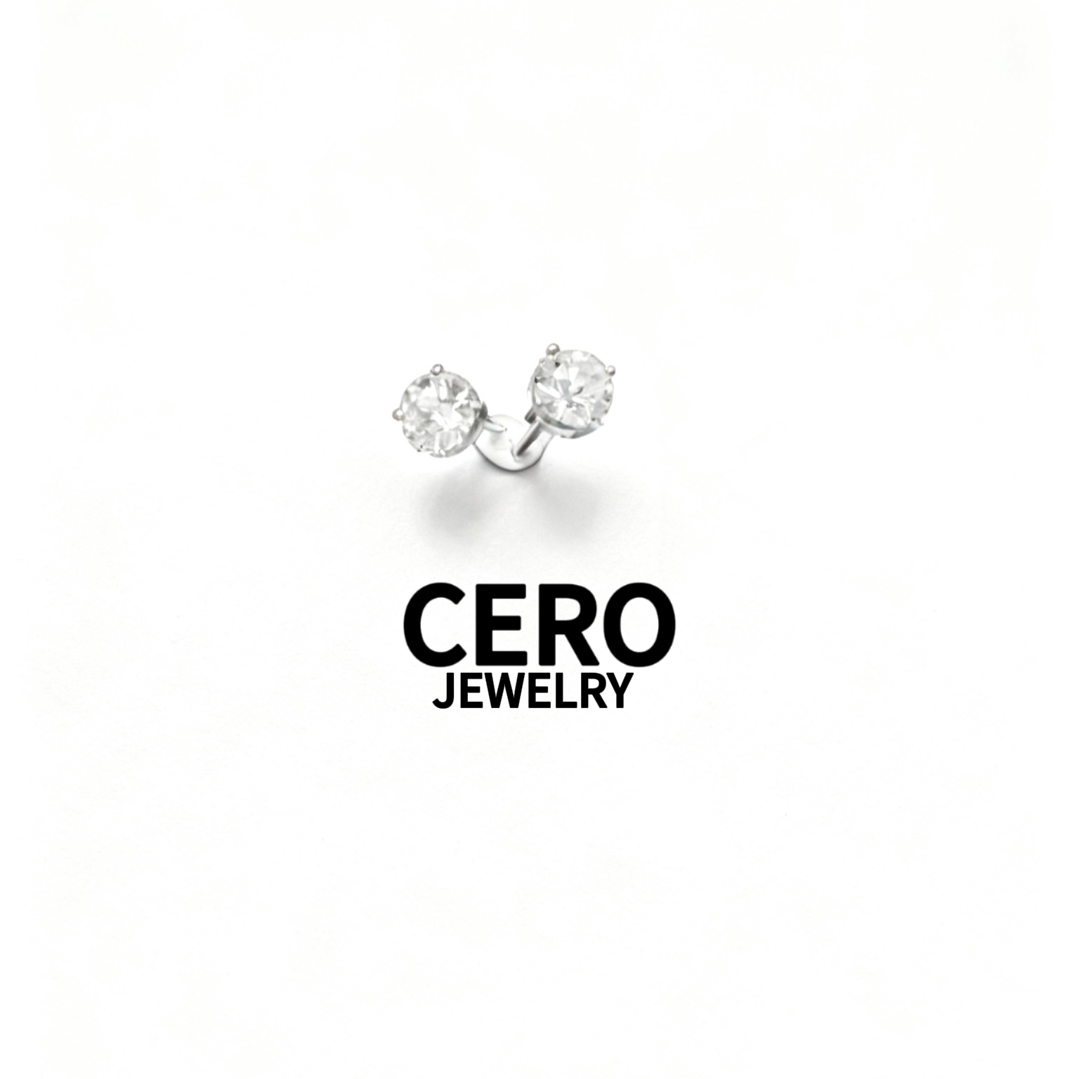 CERO【080四爪耳钉】白金色经典百搭气质钻石耳钉KK00185
