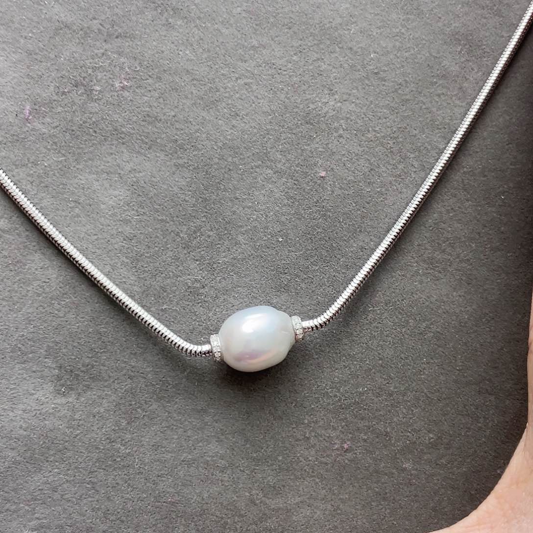 海水珍珠颈饰银S925镶嵌