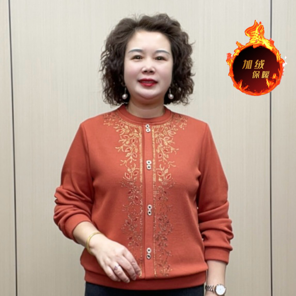 2025冬季加绒宽松气质百搭中老年时尚保暖洋气显瘦减龄妈妈装