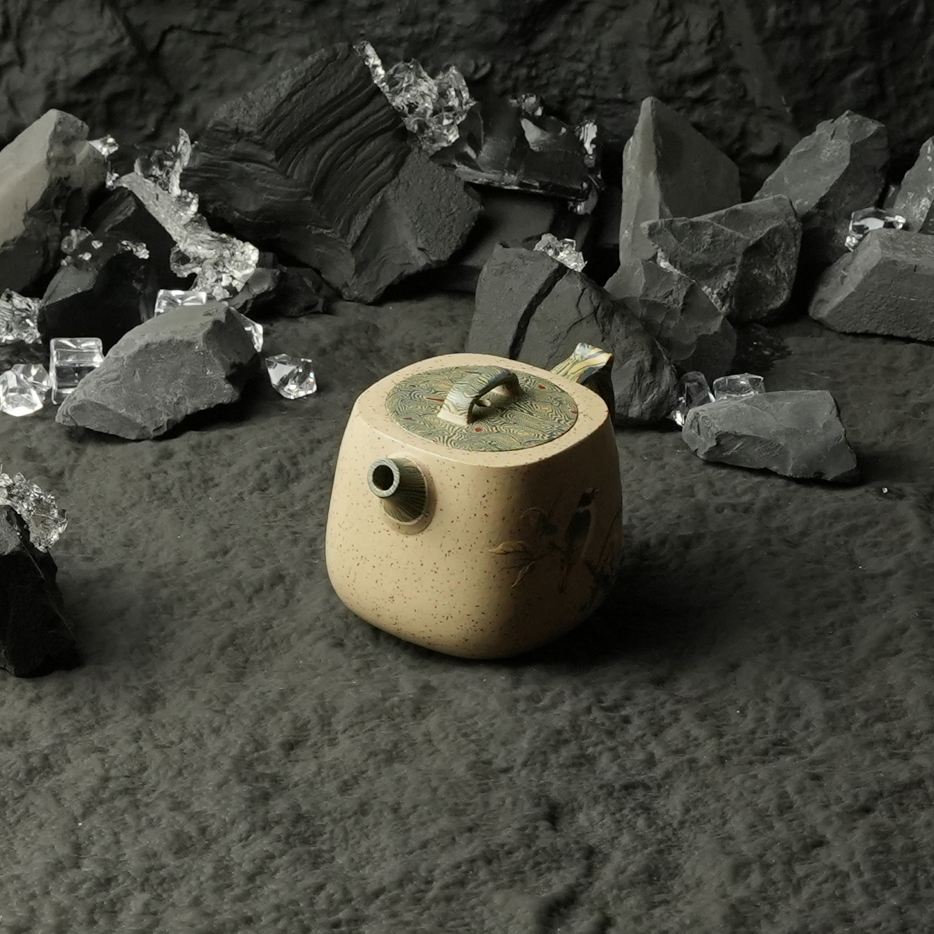 3号《混四方绞泥花鸟》紫砂壶全手作