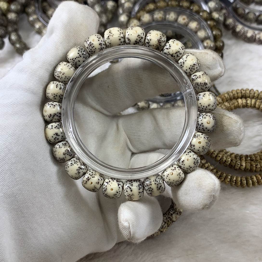 星月菩提手串17号灰留白10×9