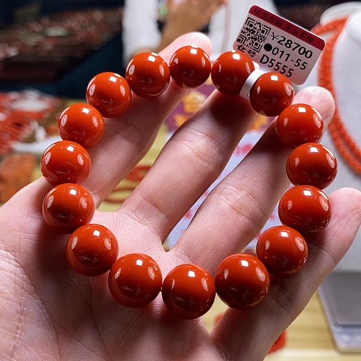 【小刘南红】保山南红（典藏）圆珠手串  13mm+     多样性发一