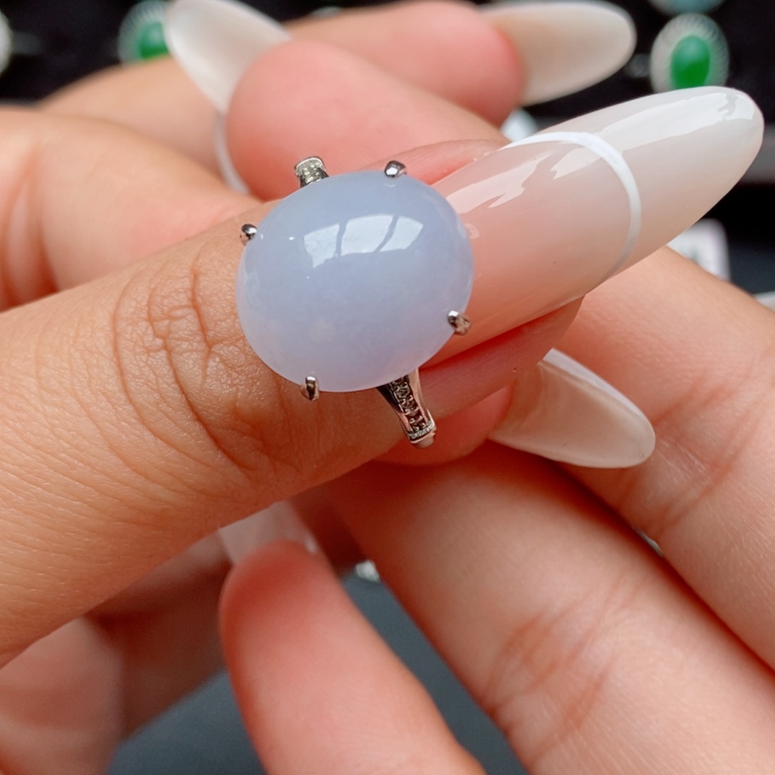 翡翠戒指银S925镶嵌55884