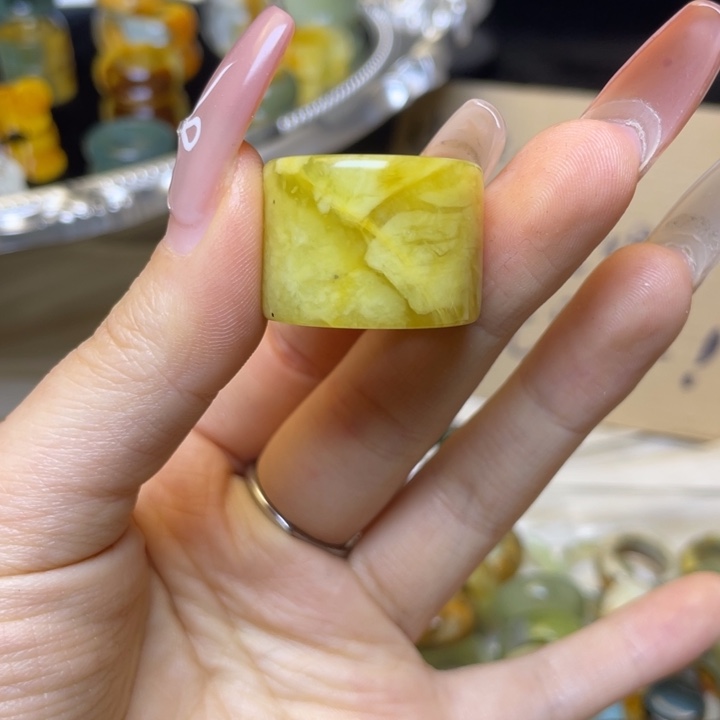 蛇纹石玉合金戒指25-17.2
