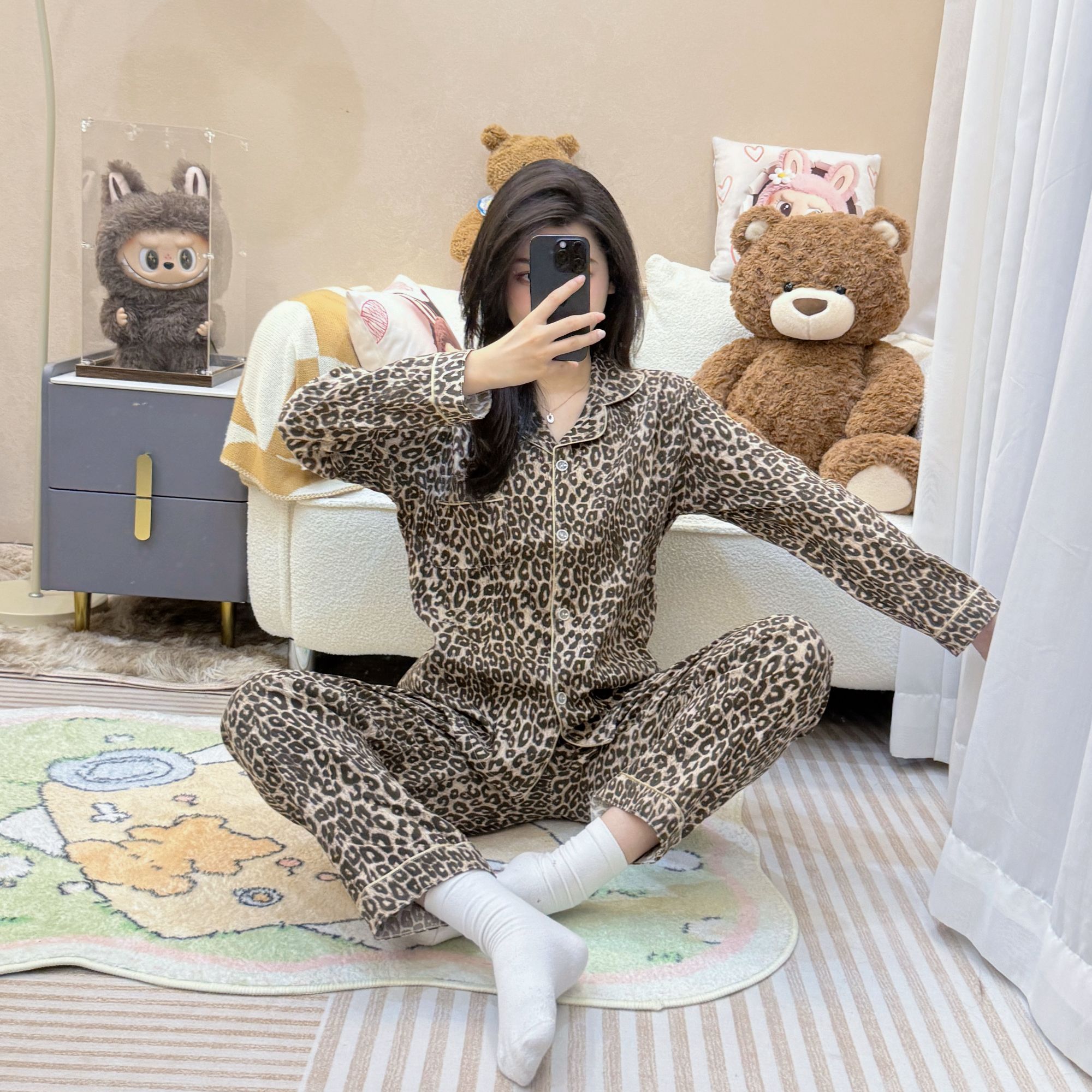 【棕色豹纹】新款爆款冬季女生睡衣秋季长袖长裤家居服女款学生韩版
