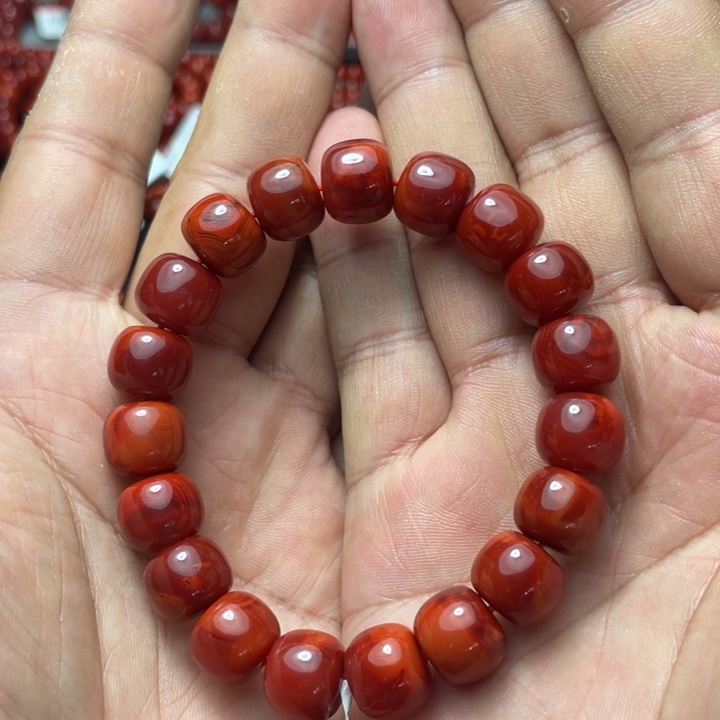 南红玛瑙未镶嵌手串12+老型单圈