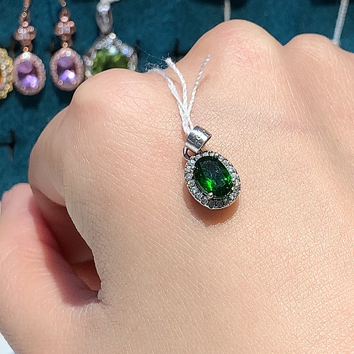 吊坠透辉石银S925镶嵌