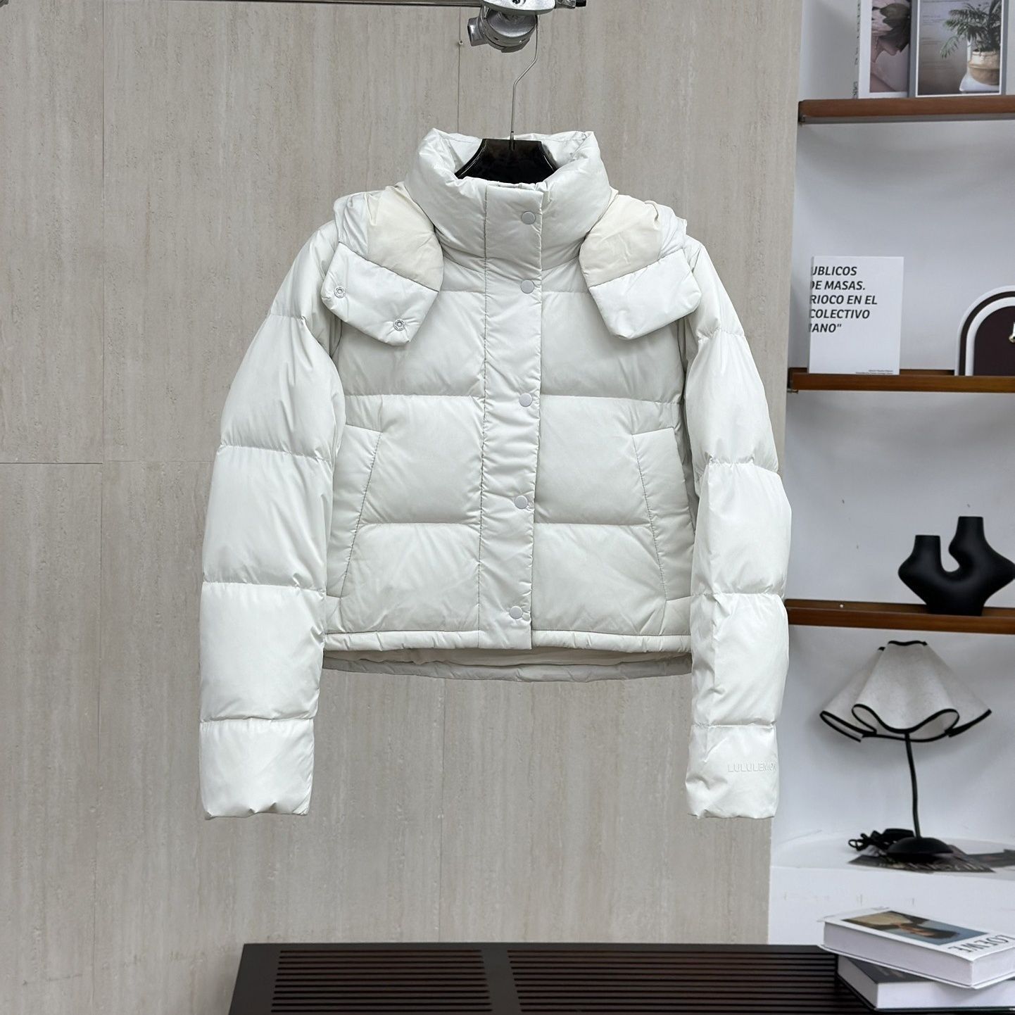 【四格无标】露LU90%白鸭绒四格子连帽冬款保暖纯色秋冬羽绒服