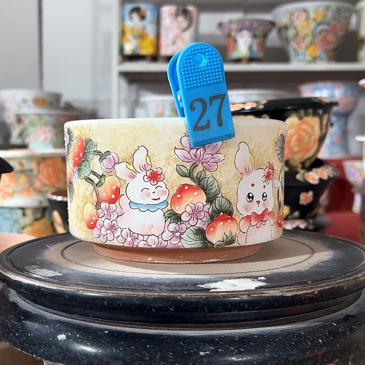 景德镇手绘花盆 满38包邮