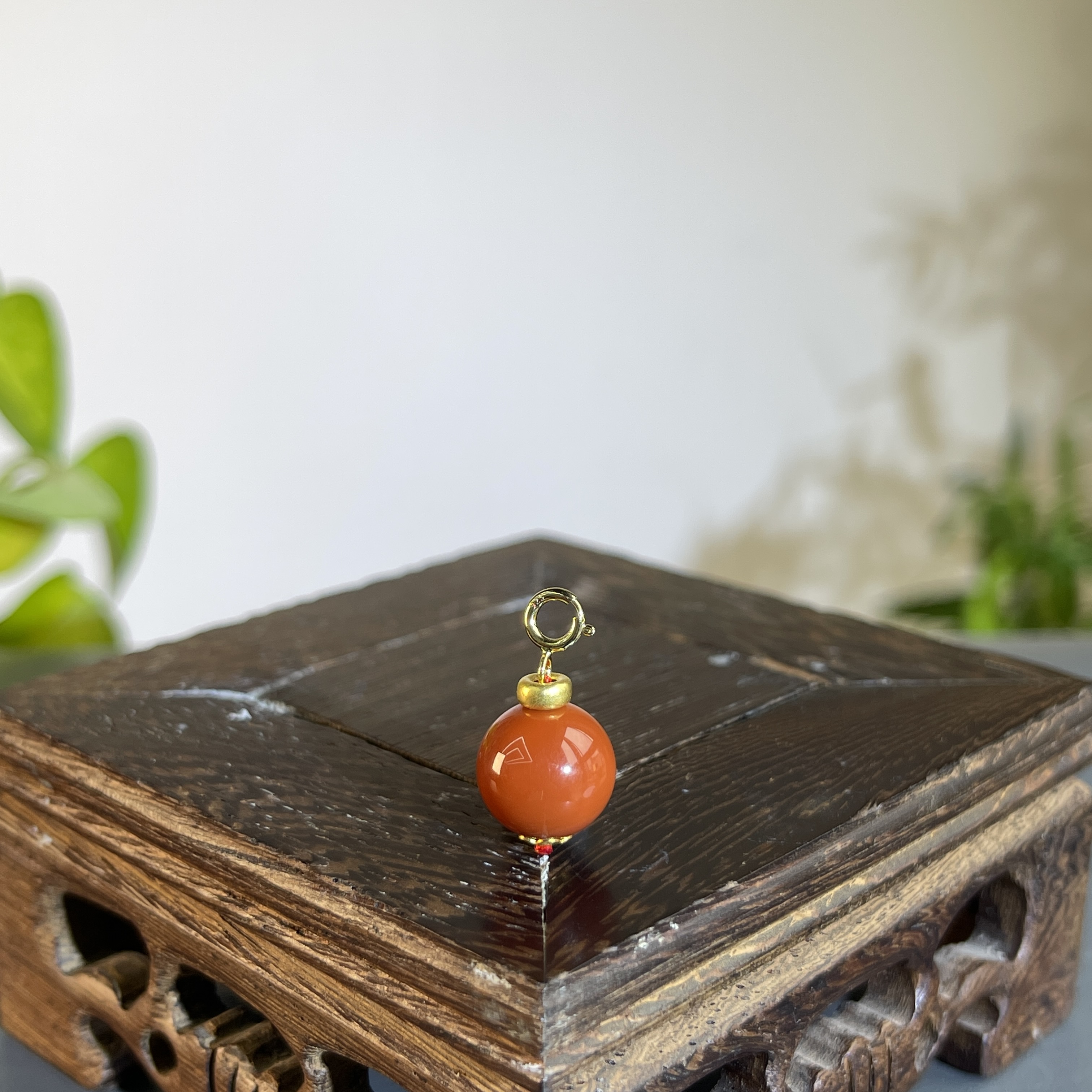 JTA17-03 南红-S925银镶嵌单珠吊坠