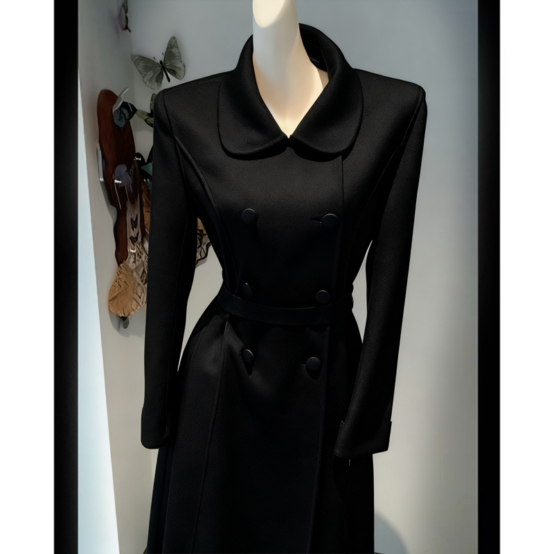 【V】无拉链【有里布】巨有古早感的时尚掐腰大衣D4006