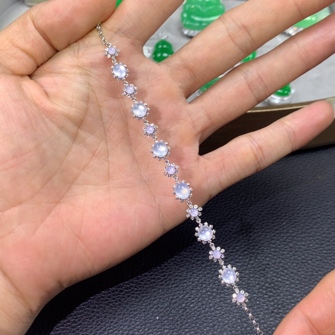 翡翠手链18K金镶嵌翡翠