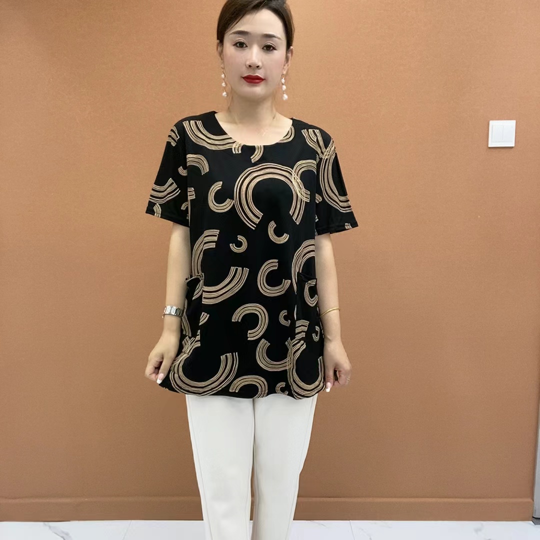 夏季新款妈妈装小衫显瘦遮肉条纹大版衫