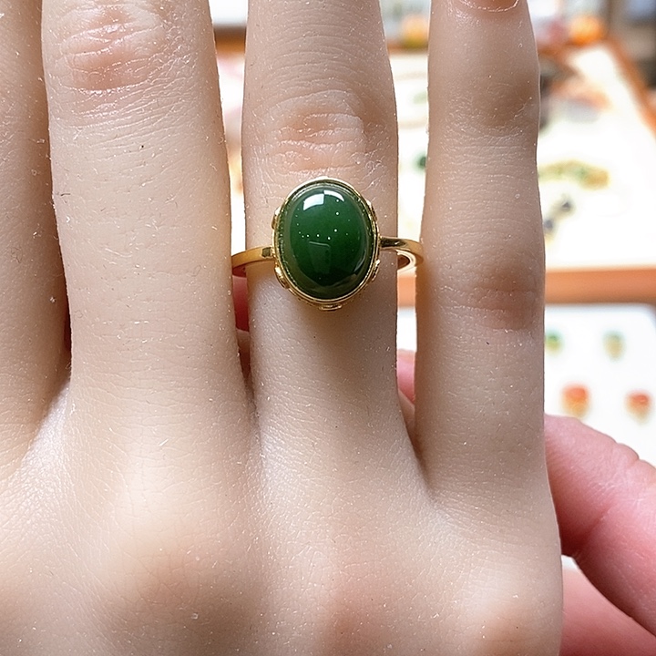 和田玉戒指银S925镶嵌