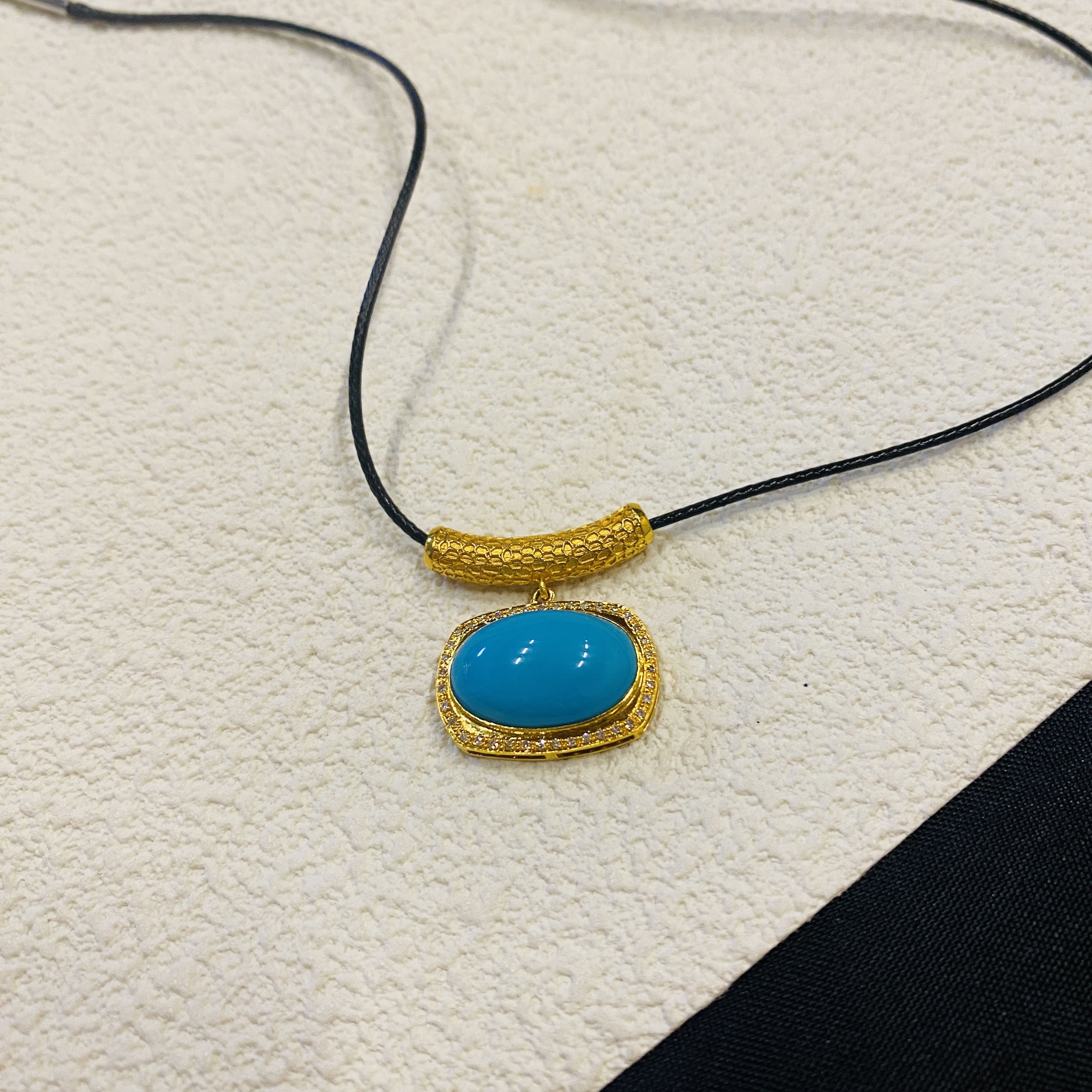 【V姐珠宝】J11713 松石蛋面吊坠 18K金镶嵌