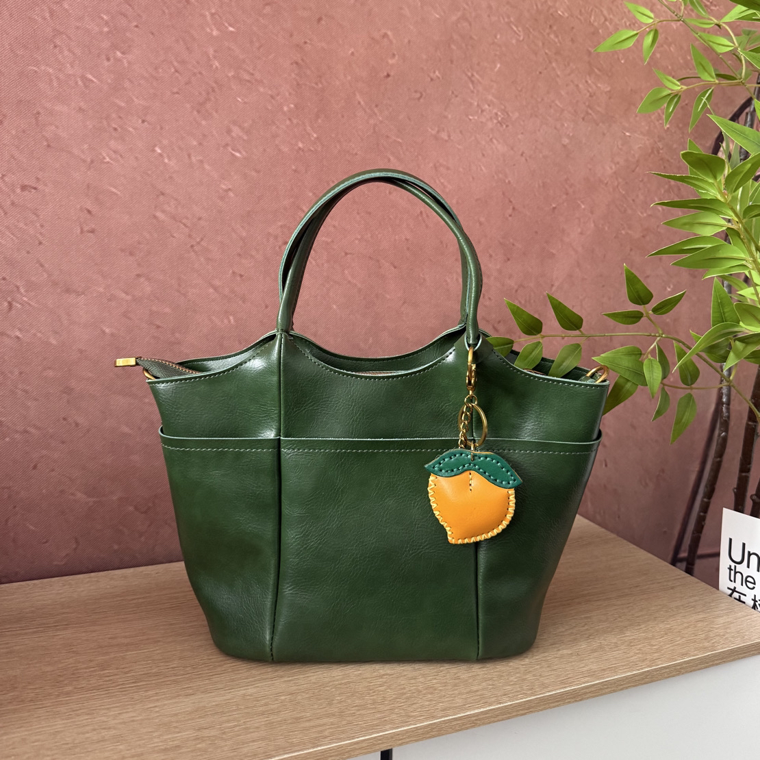 小众复古多分层 手提斜挎包包通勤包软皮菜篮子包2068（无挂件）