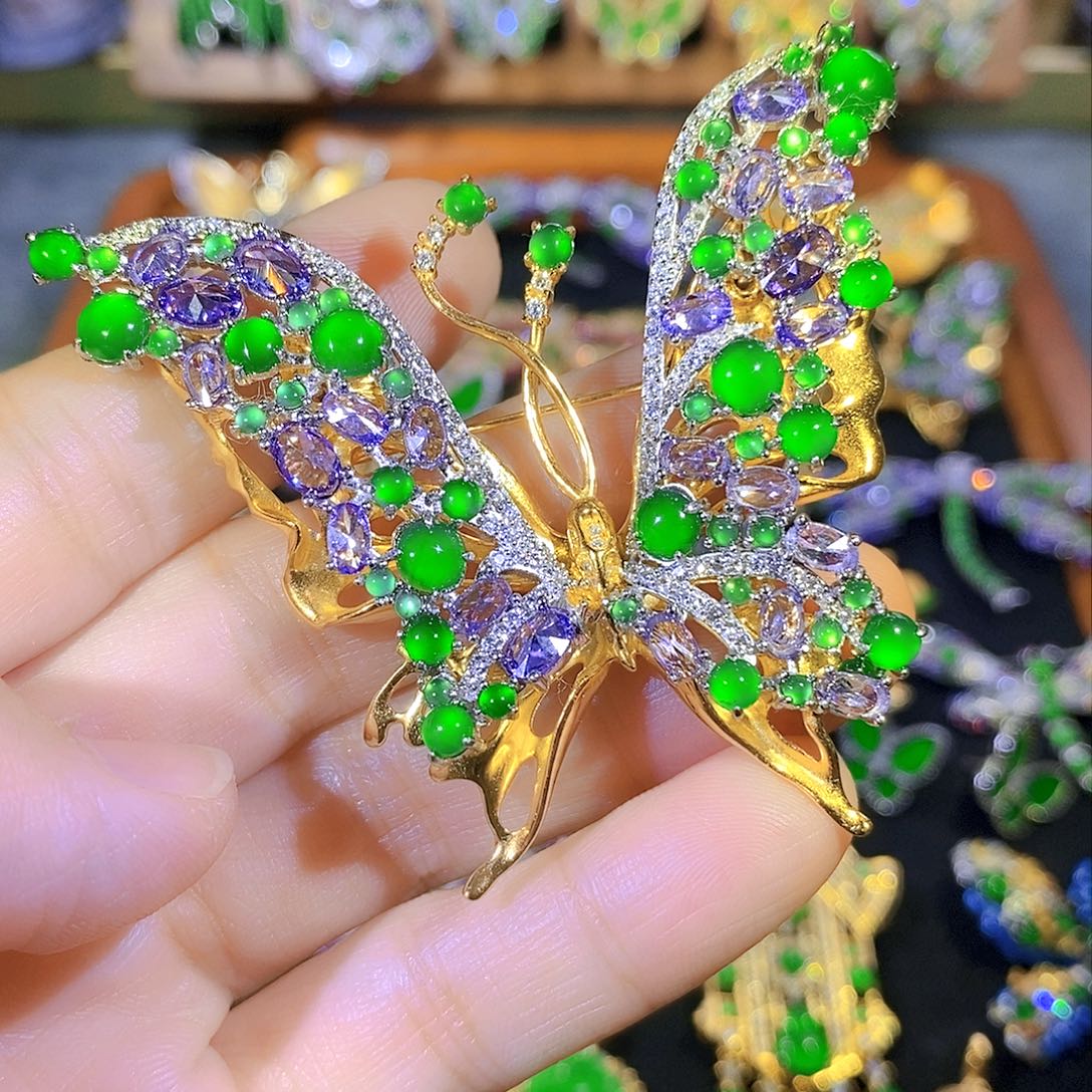 吊坠(不含链)银S925镶嵌翡翠