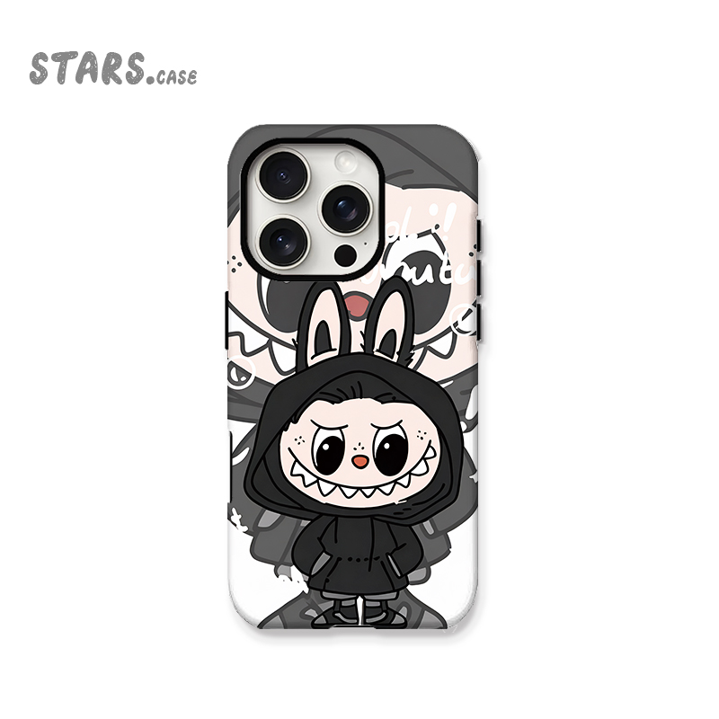 黑色拉布布菲林二合一适用苹果华为vivo小米oppo手机苹果16pro