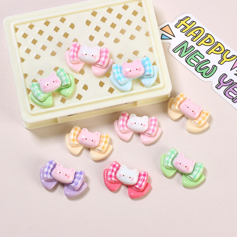 直播拆(对对碰玩法)一包2个猫咪蝴蝶结DIY奶油胶发夹饰品 动手做