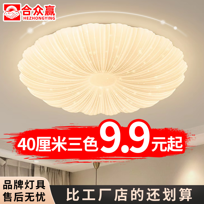 LED吸顶灯卧室灯新款网红贝壳灯简约现代家用房间客厅灯具