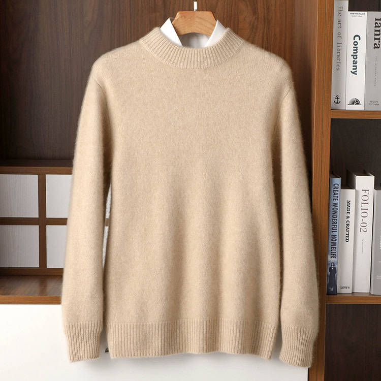 柏拉图保罗时尚针织羊毛衫男士加厚半高领针织打底衫中年纯色毛衣