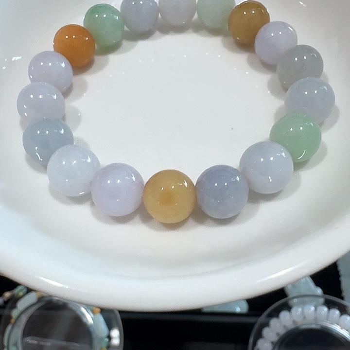 翡翠未镶嵌手链多宝色翡翠手串#10