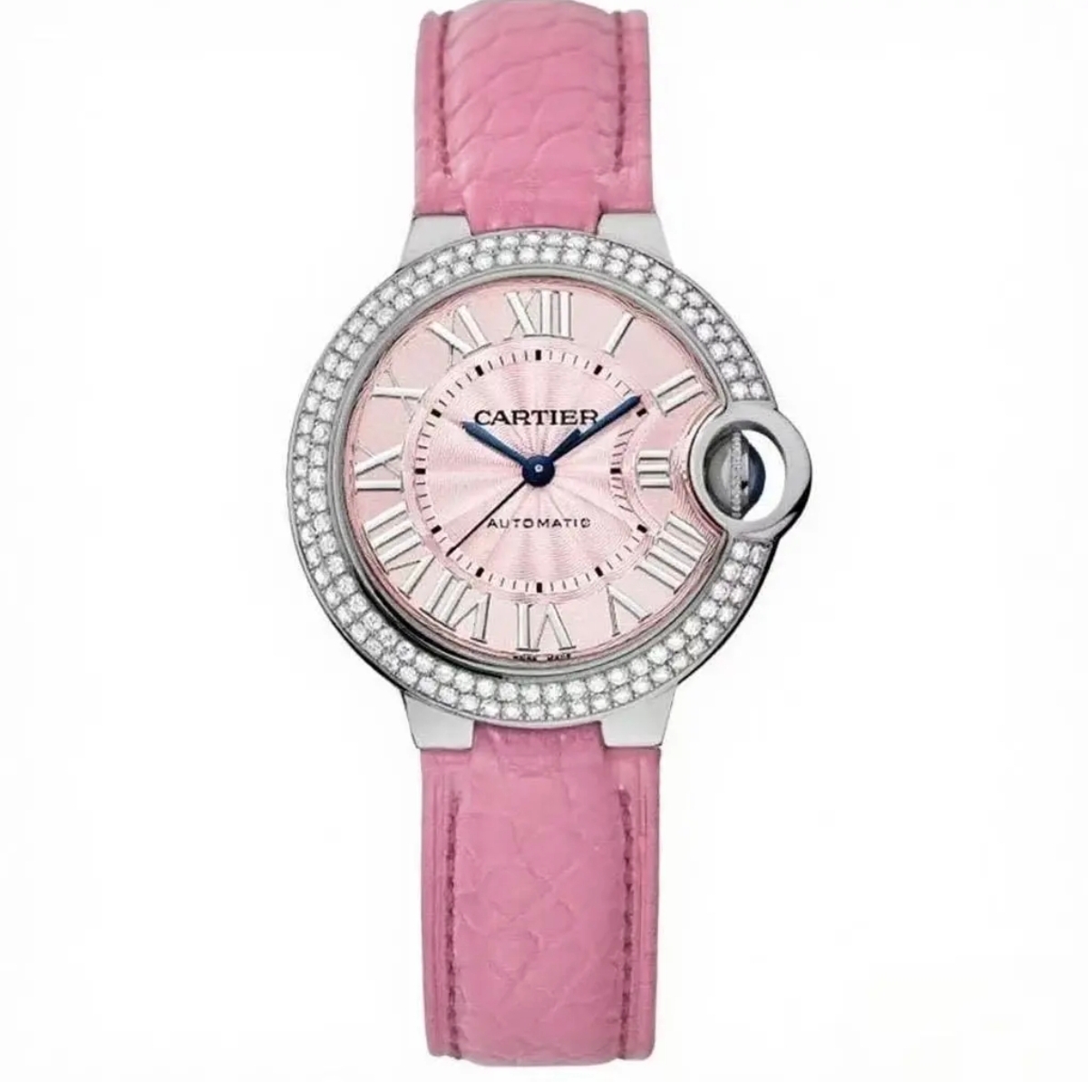 99新 Cartier/卡地亚 蓝气球/36mm精钢皮带粉盘罗马 /WSBB0007