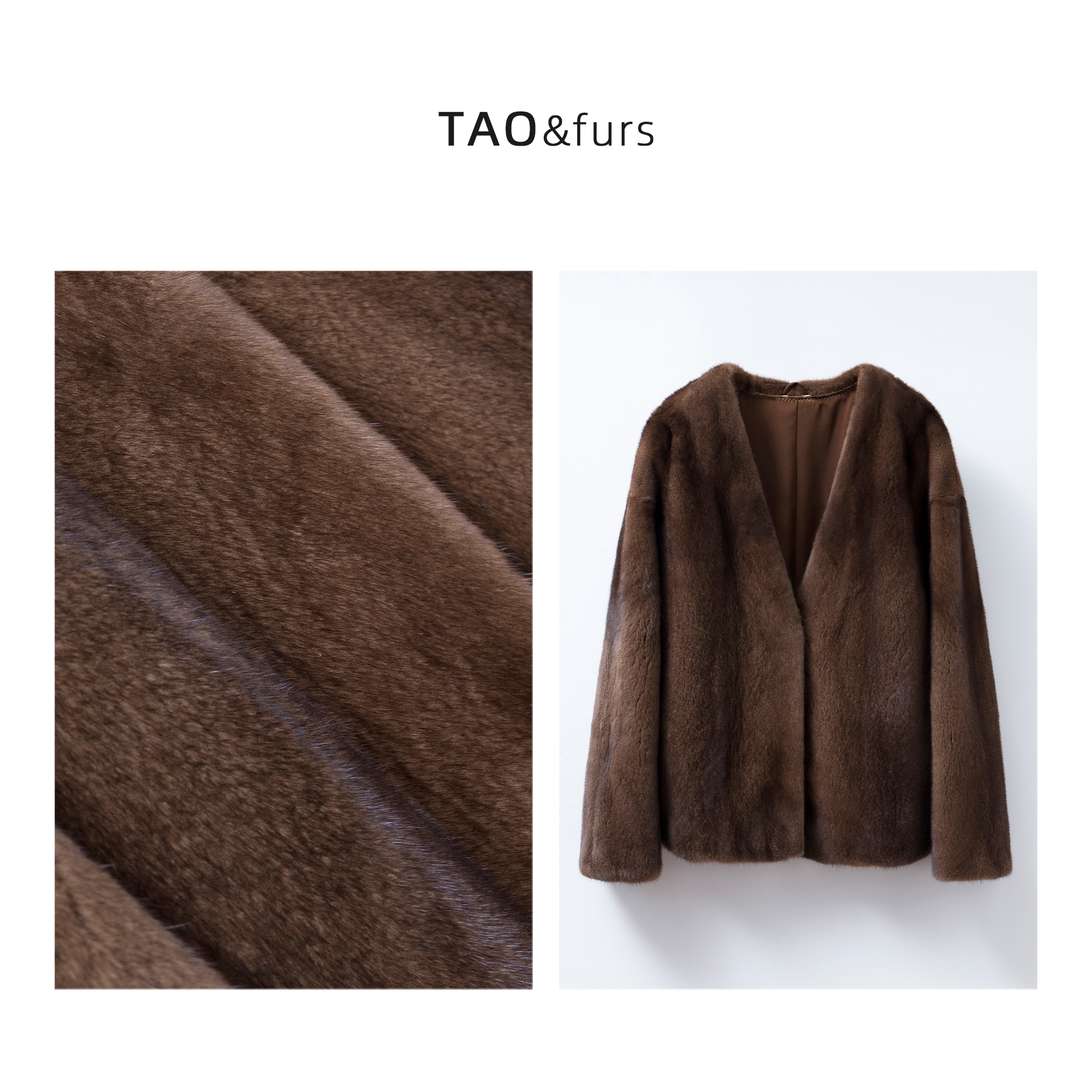 陶师傅 挪威清晨 紫标水貂皮草外套V领整貂大衣女天鹅绒貂毛皮草