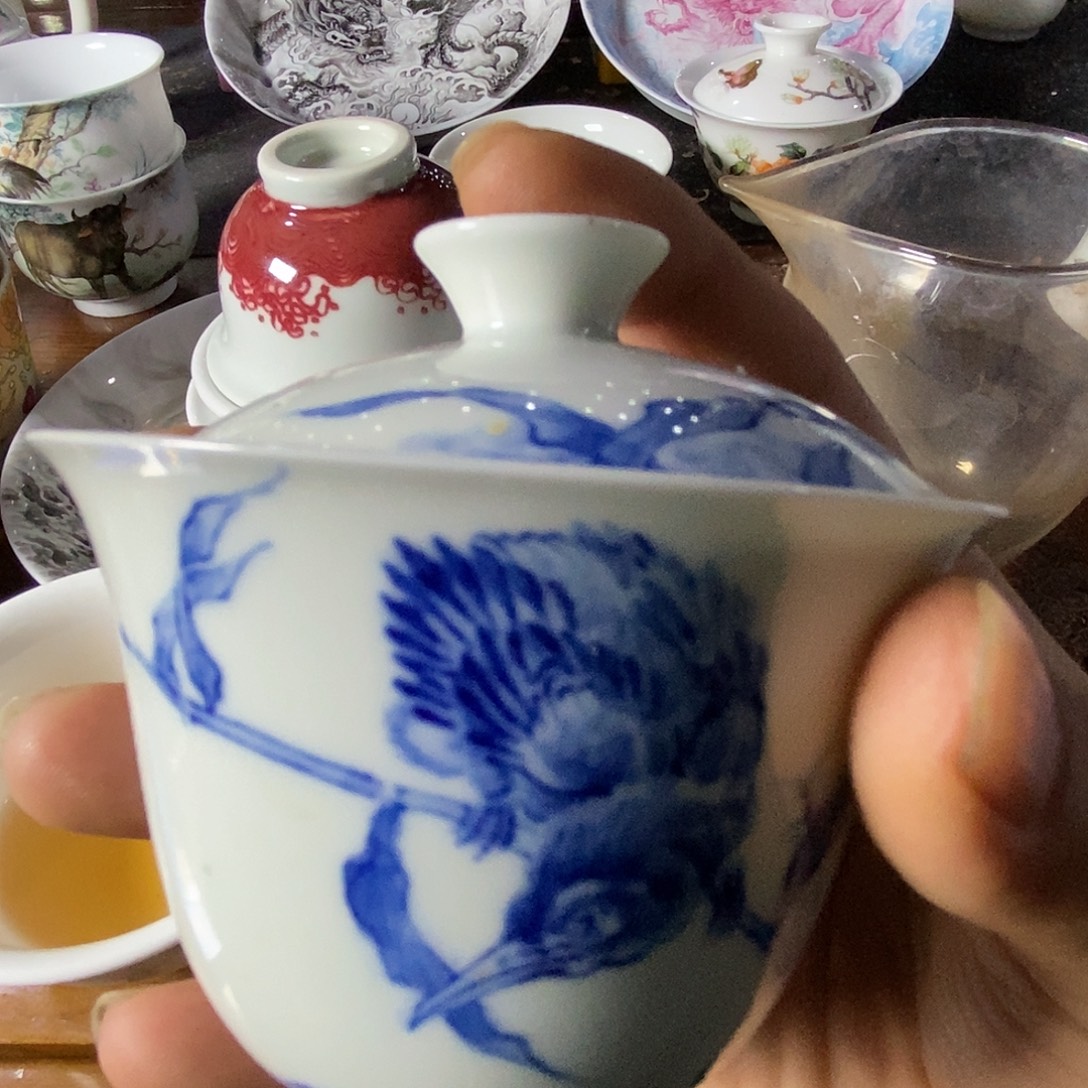 钧瓷手工艺品景德镇手绘陶瓷盖碗