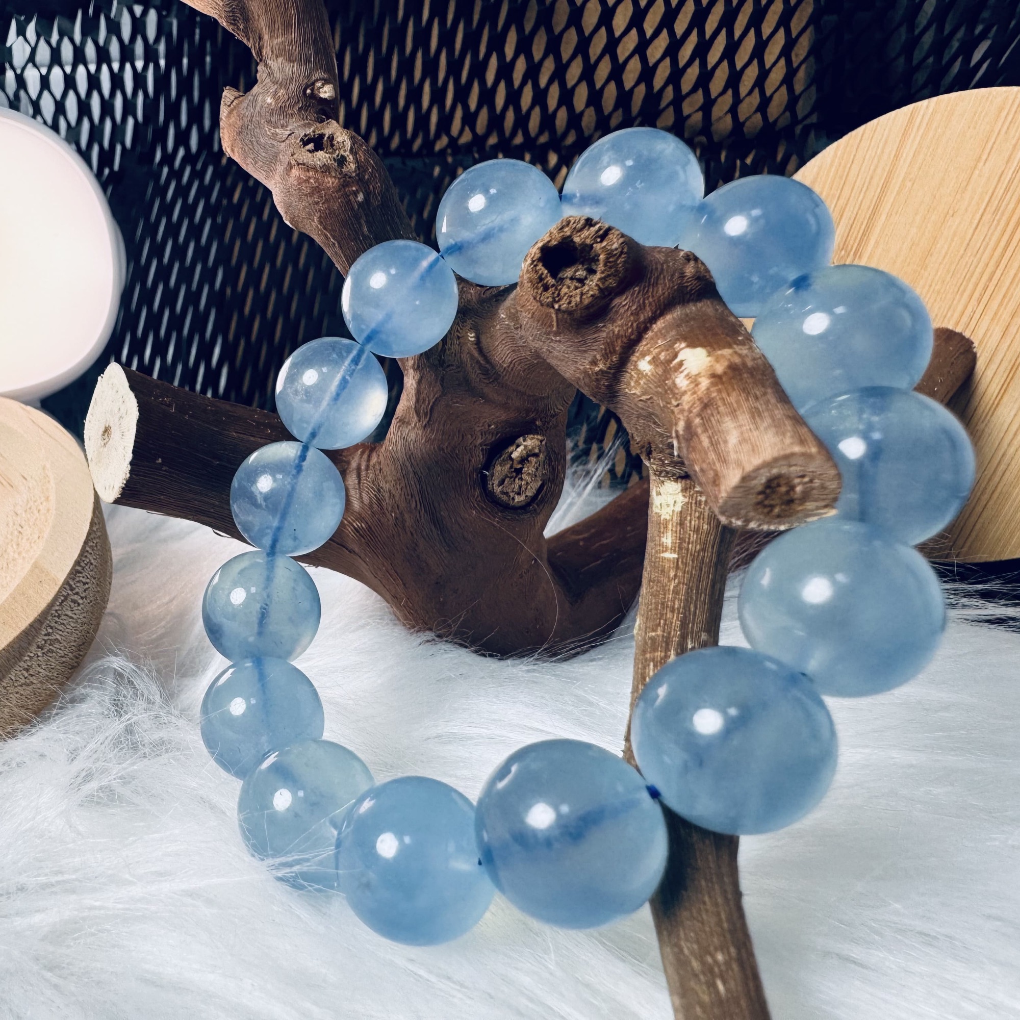 海蓝宝手串、蓝水晶手串、天然海蓝宝水晶手串