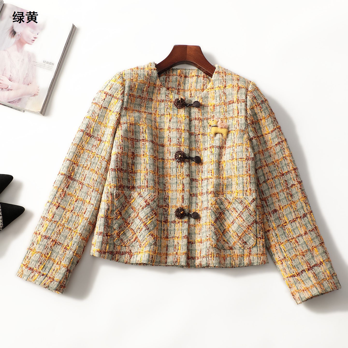 247574冬中长款长袖单排扣外套秋冬