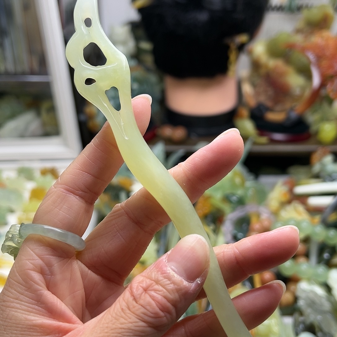 蛇纹石玉发饰合金