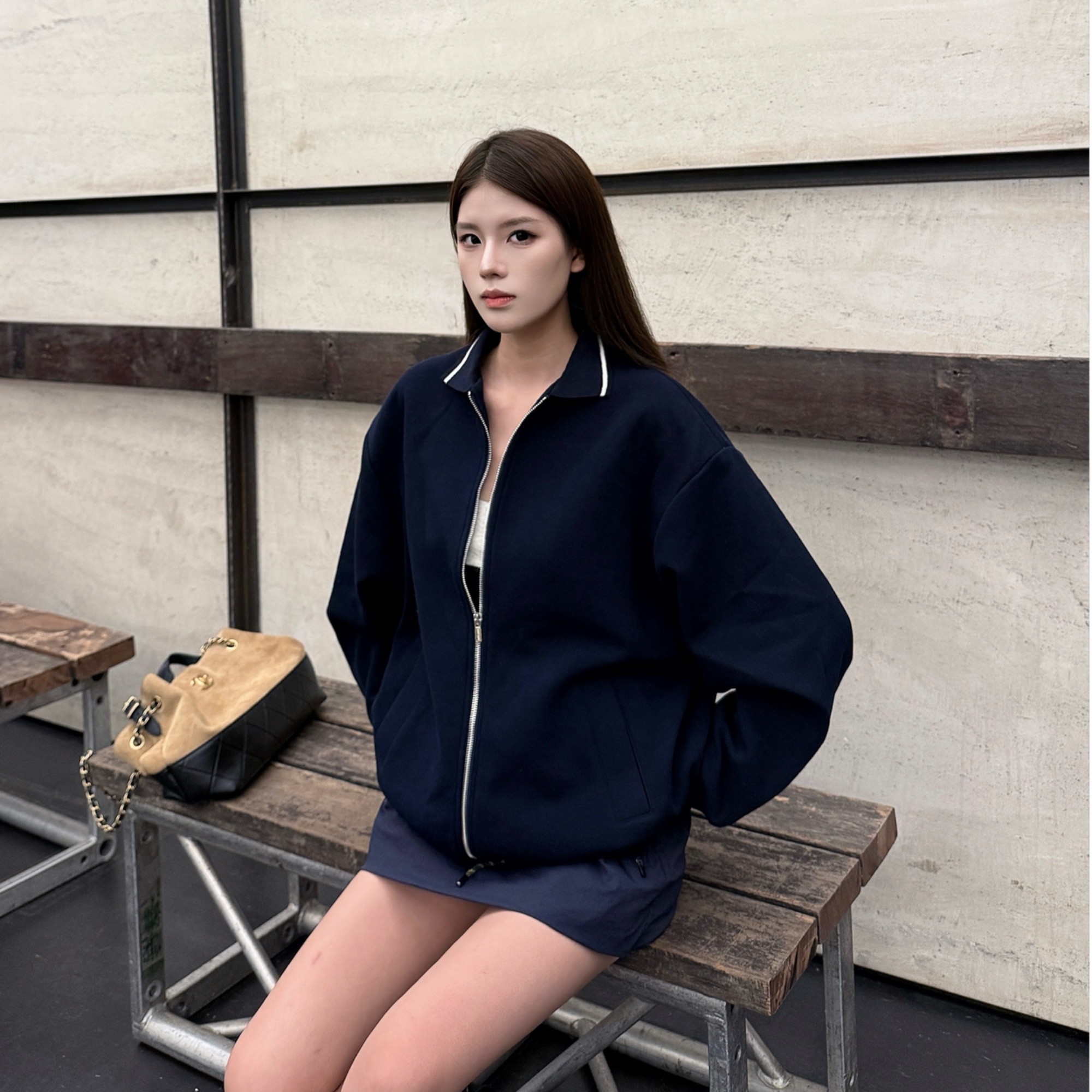 Opuscule 25秋冬珠地复合空气层新贵权利风棒球夹克OP0101