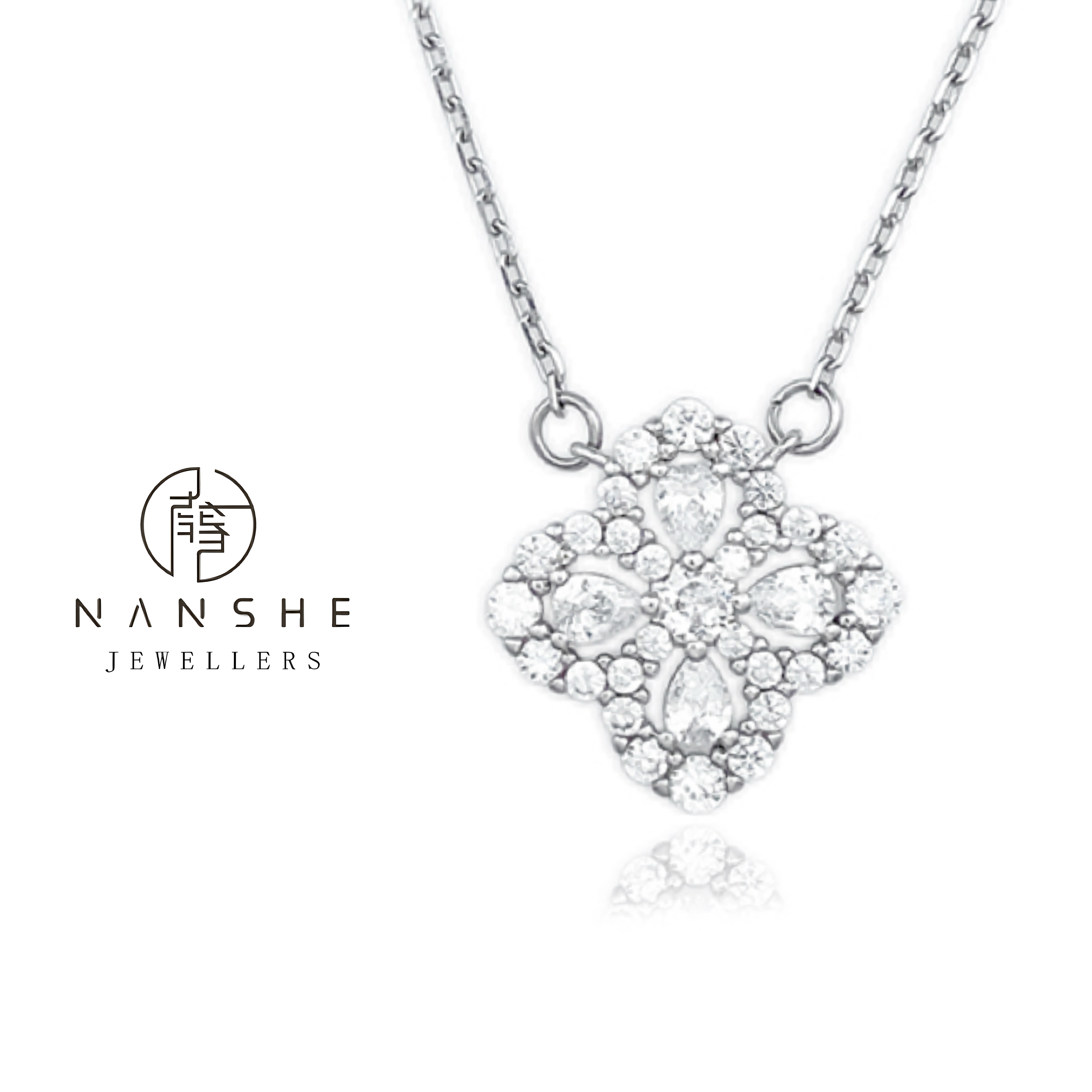 NANSHE/南奢  设计感银色四花项链