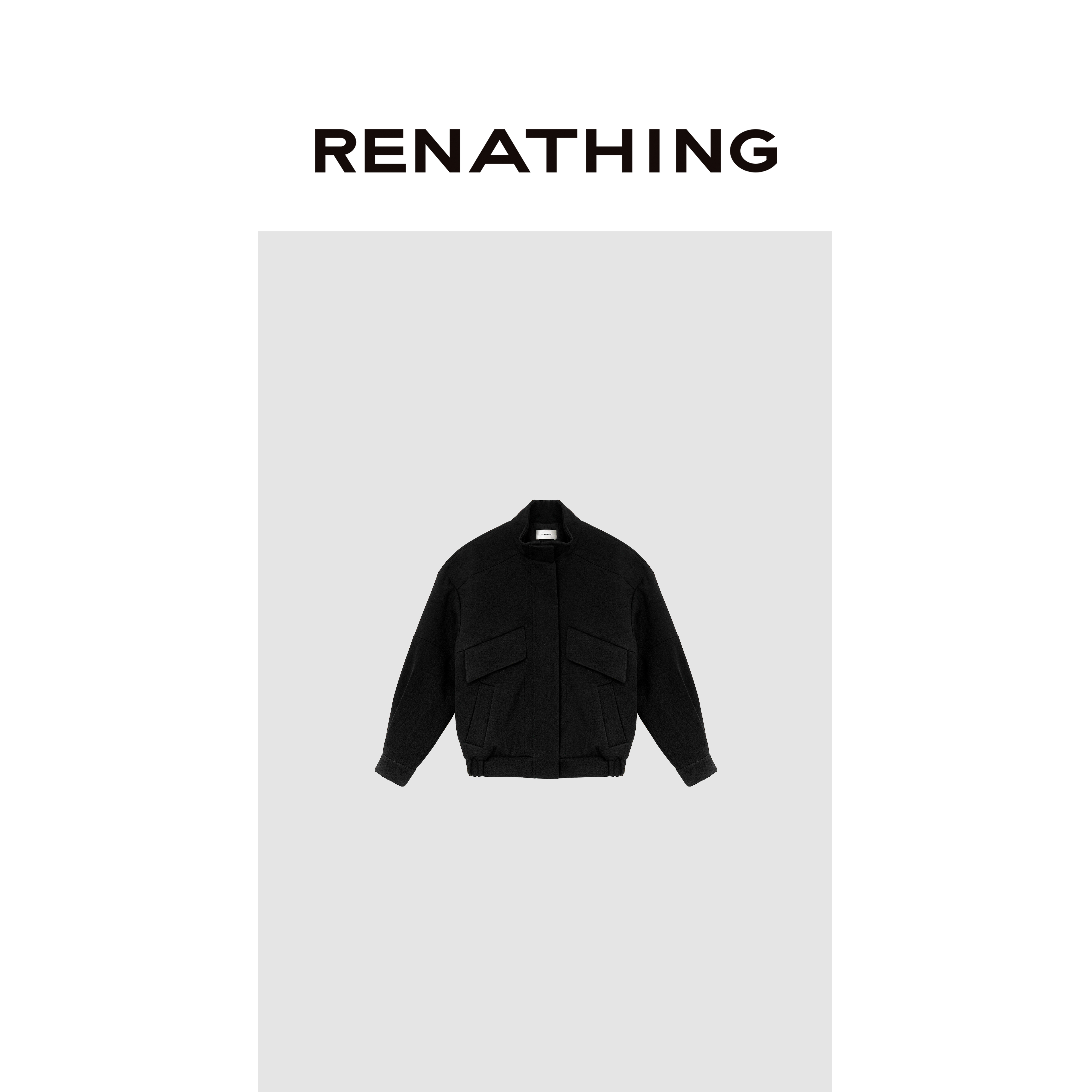  【RENATHING】黑色廓形工装夹克