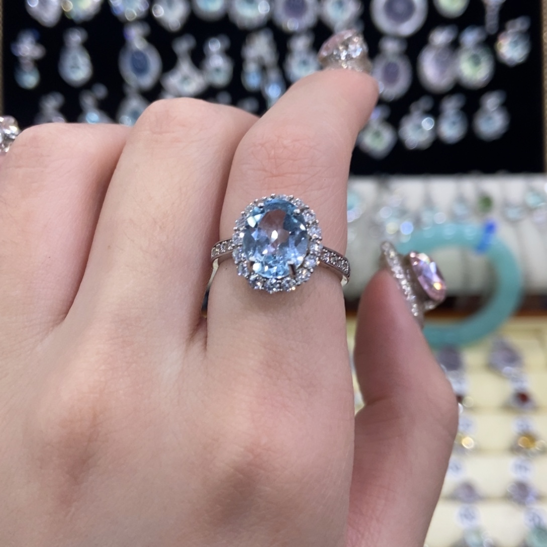 戒指托帕石银S925镶嵌