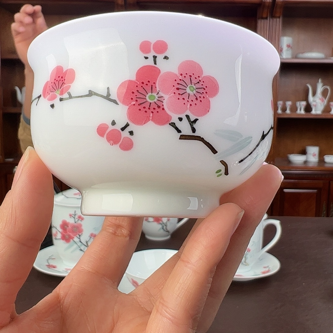 瓷玉泥翠竹红梅炉式杯