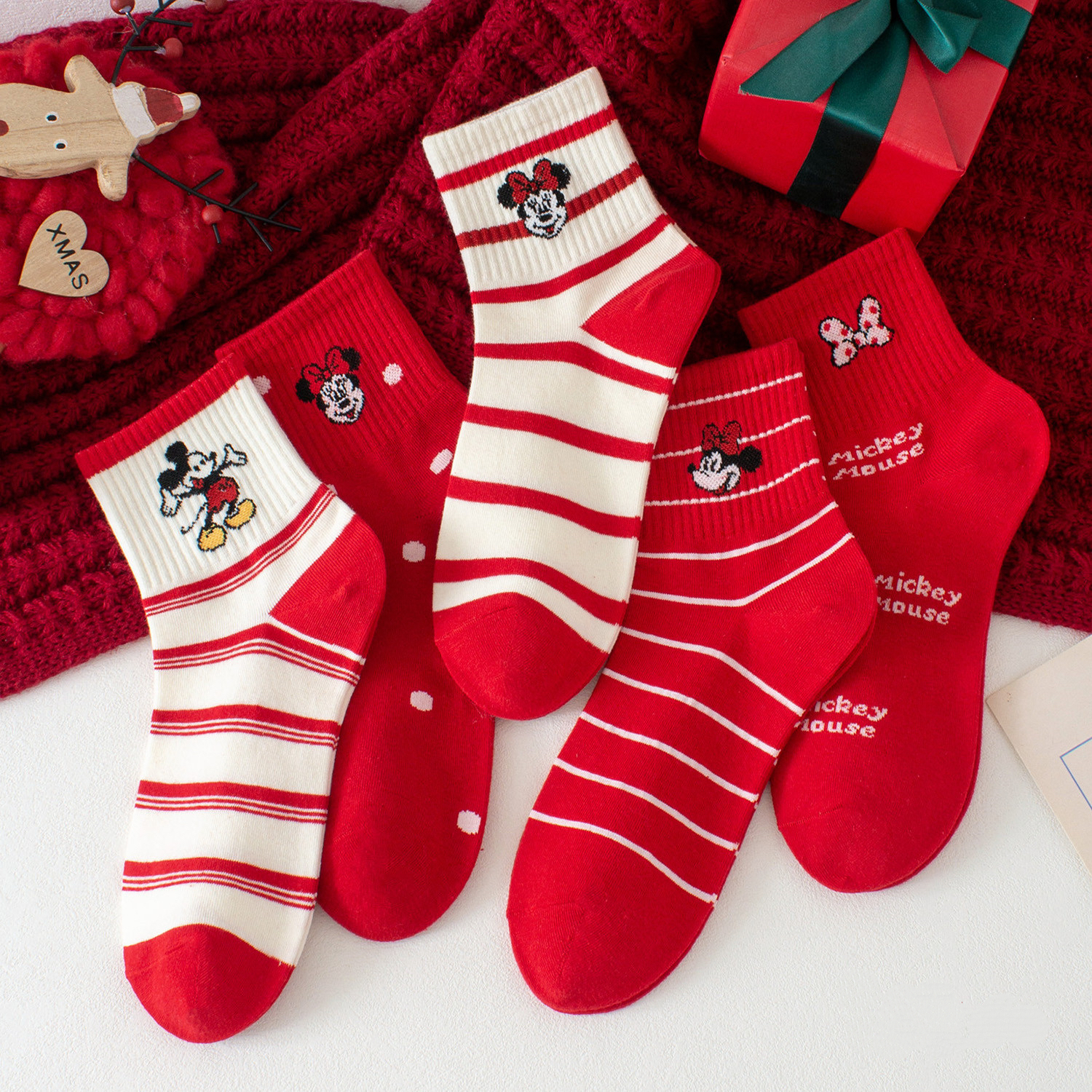 本命年2026年小马袜子卡通中筒无骨大红袜子新年红袜纯棉袜子