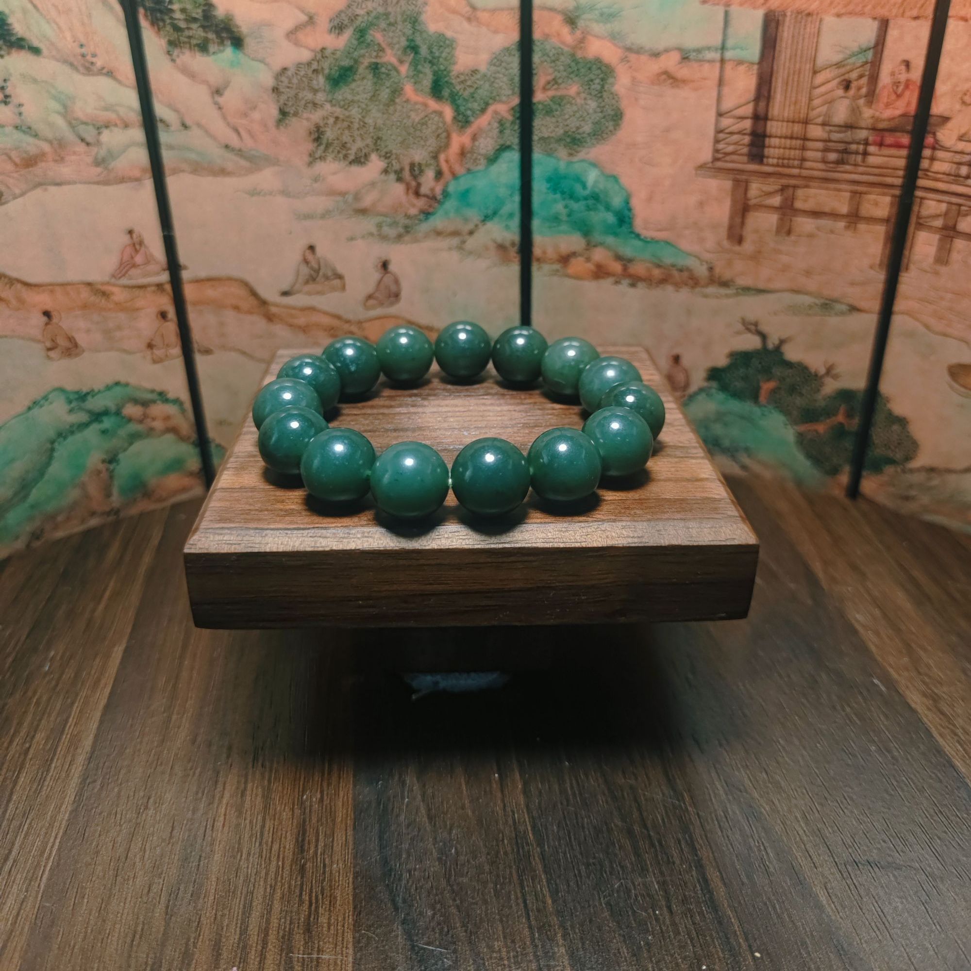 F和田玉圆珠手串（卡14）0299