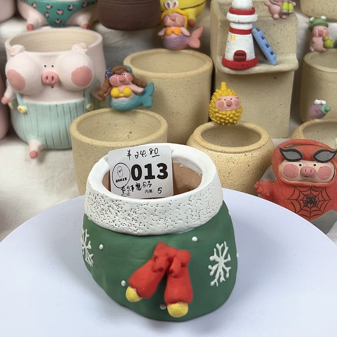 陶瓷宠粉日特价满68元包邮不退不换圣诞雪花盆013