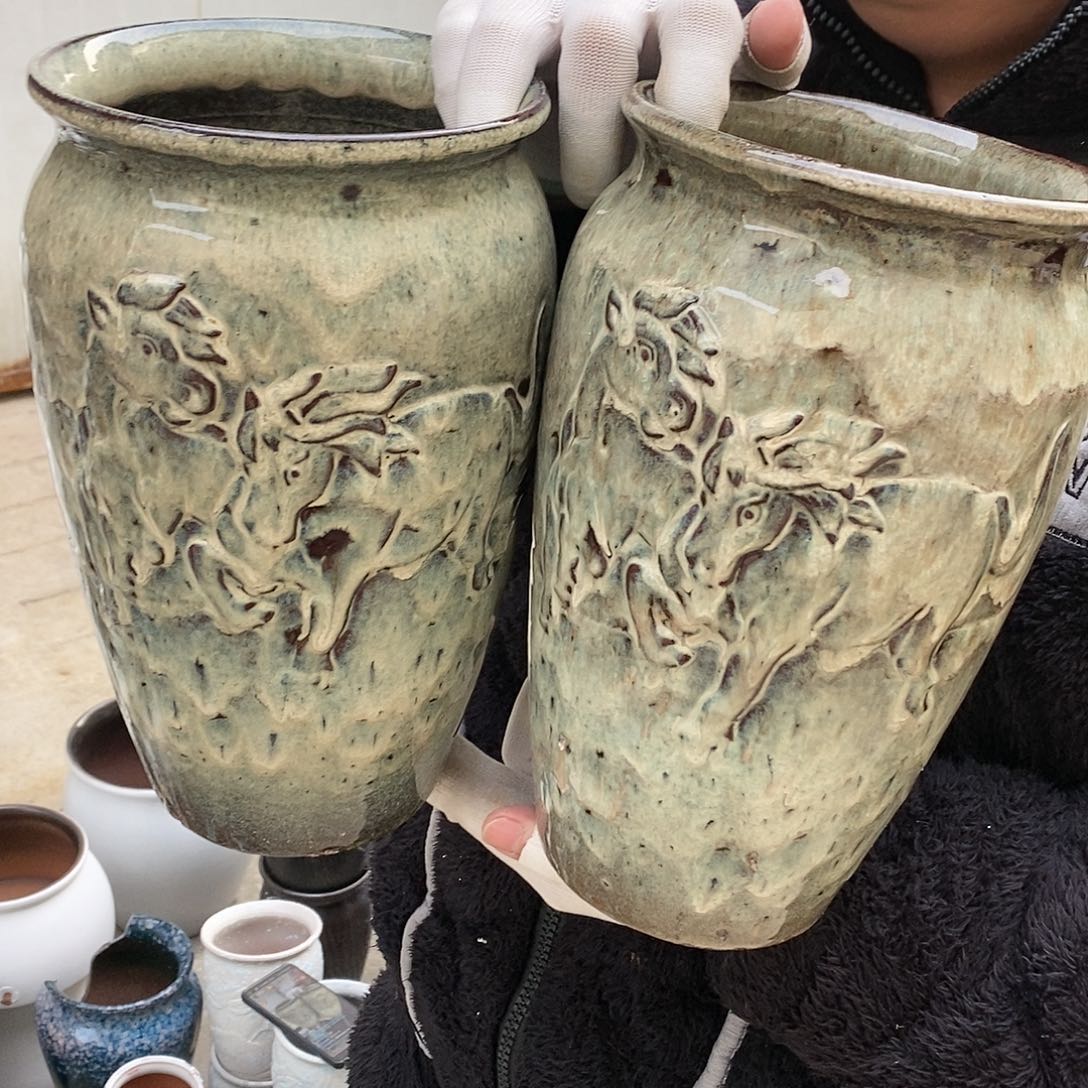 紫砂花盆瑕疵口15高25