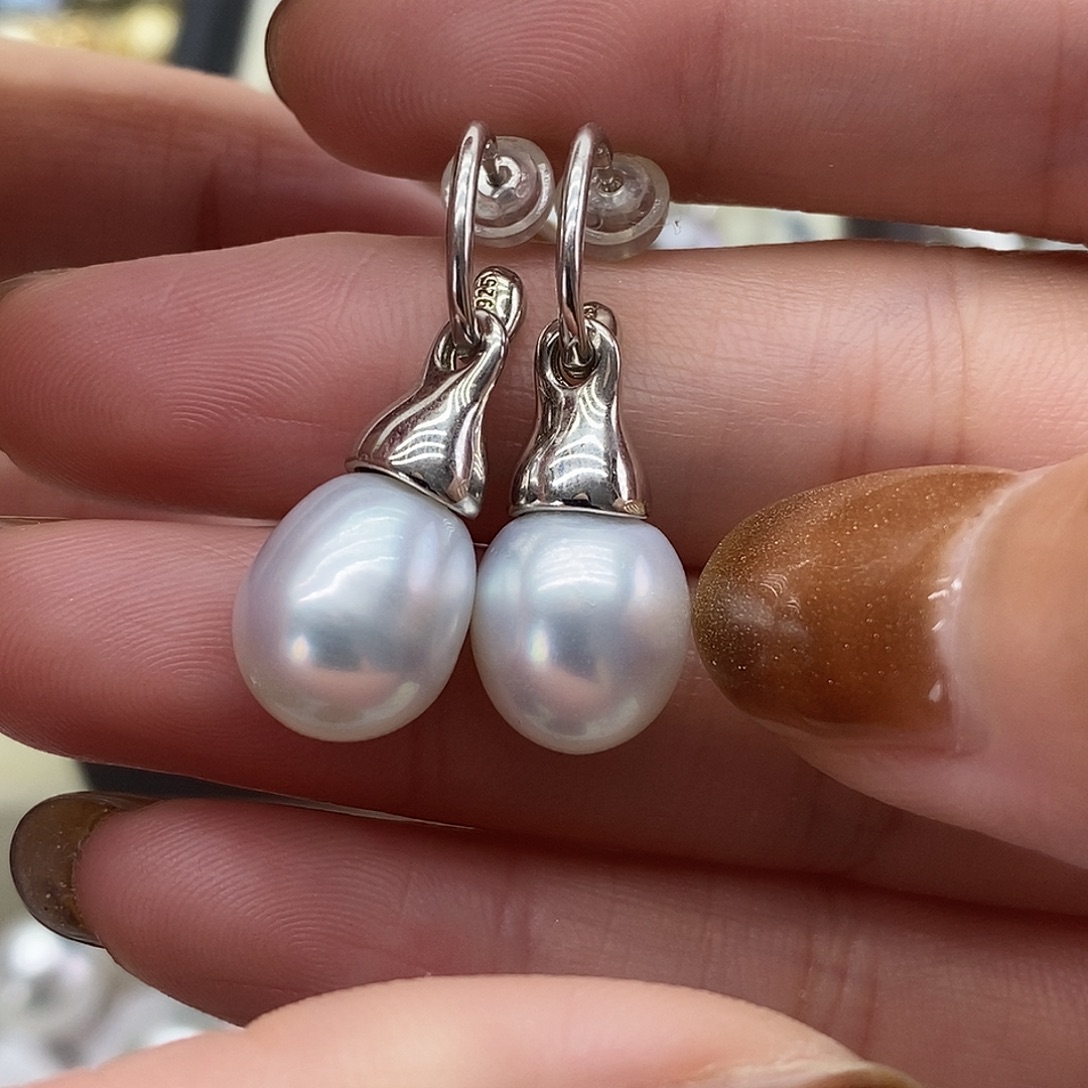 银S925镶嵌耳饰海水珍珠