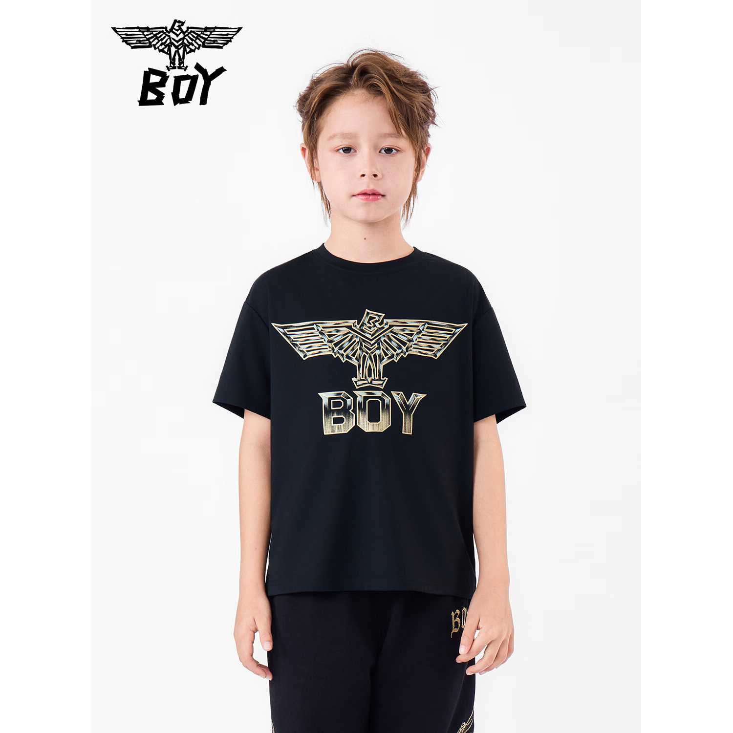 BOY JUNIOR男童短袖T恤夏季新款 黑色 170