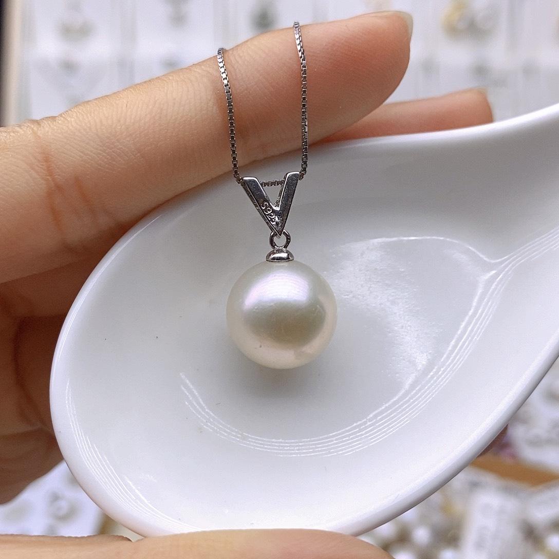淡水珍珠银S925镶嵌吊坠(赠链)
