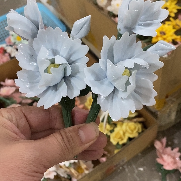 瓷片纯手工陶瓷花摆件1瑕疵