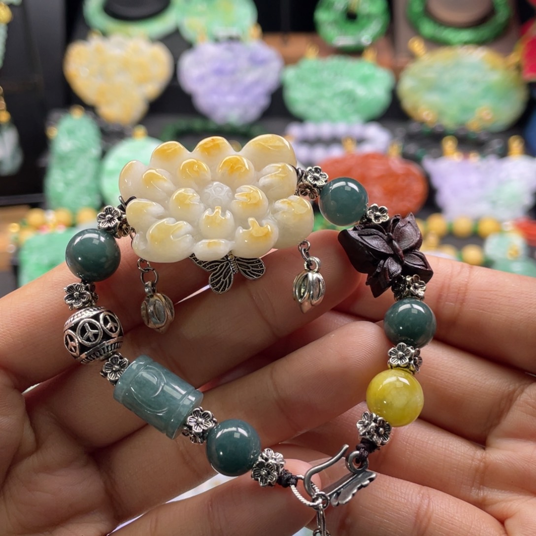 翡翠未镶嵌手链代编织