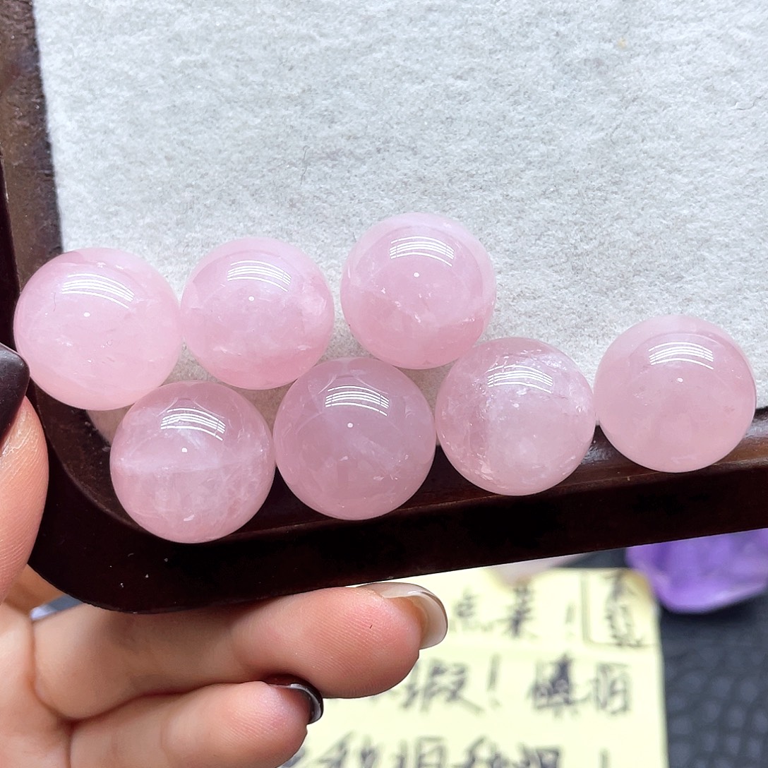 未镶嵌水晶珠宝半成品6粉水小球七颗18mm-19