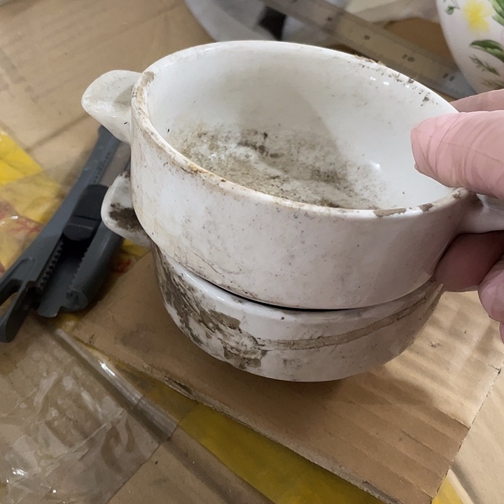 瓷片国营二厂双耳小碗一对