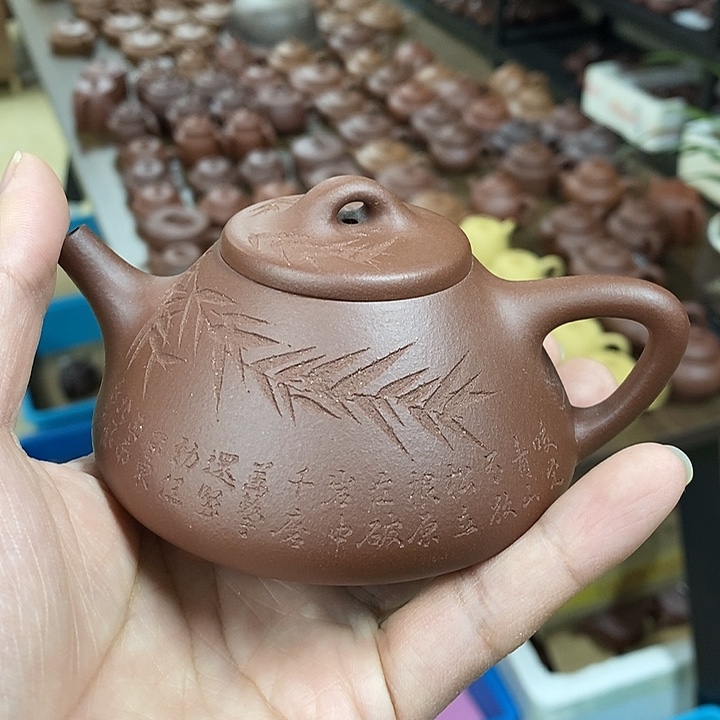 茶杯紫砂子冶刻绘竹子