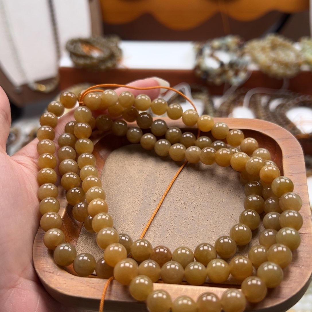 毛衣链未镶嵌和田玉珠串8mm